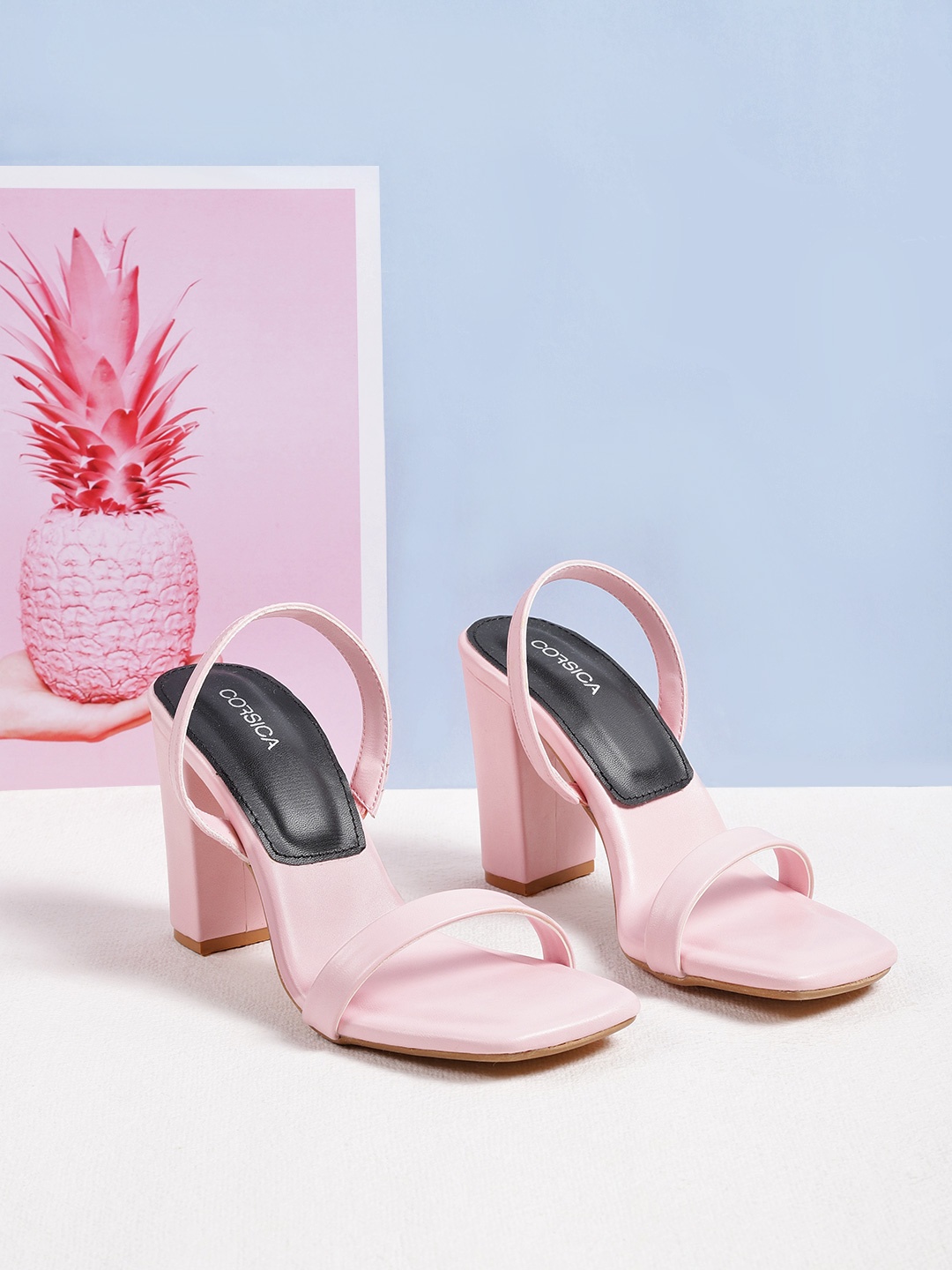 

CORSICA Pink Solid Block Sandals
