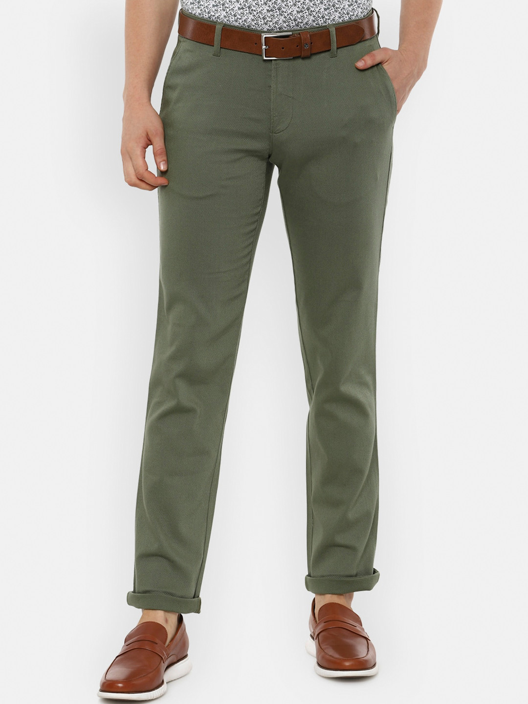 

Louis Philippe Sport Men Olive Green Slim Fit Chinos Trousers