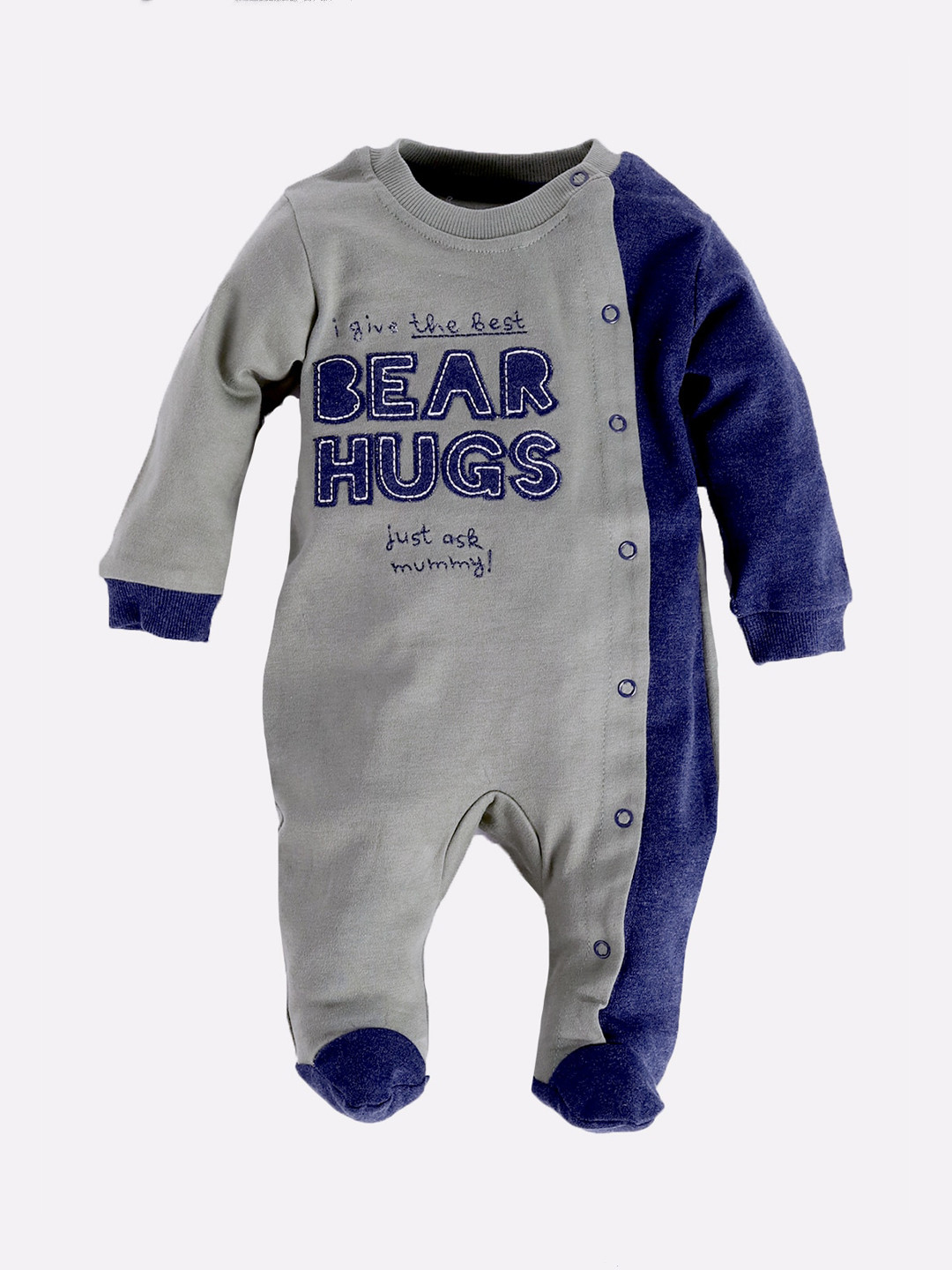 

BABY GO Boys Blue & Grey Full Sleeve Rompers
