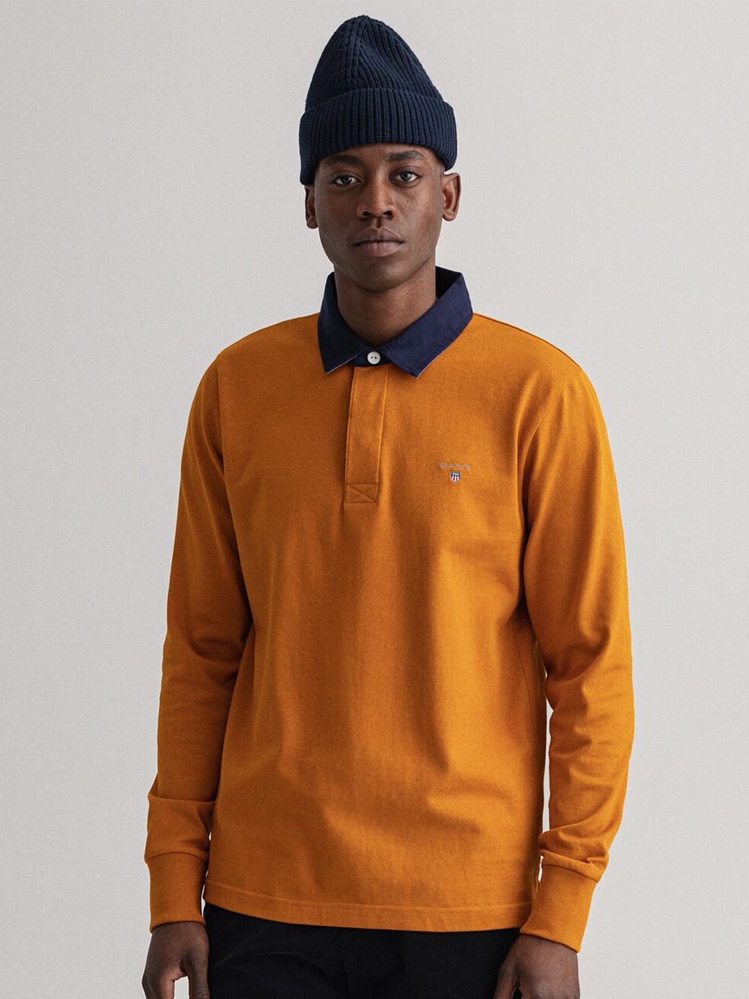 

GANT Men Mustard Yellow Polo Collar Slim Fit T-shirt