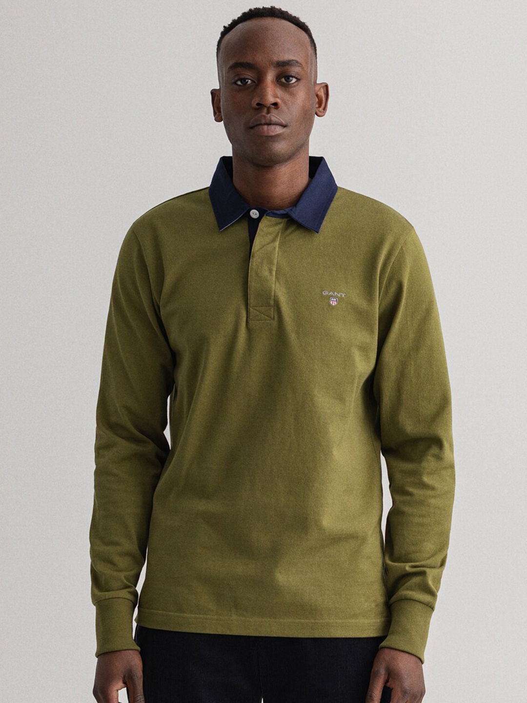 

GANT Men Green Polo Collar Slim Fit T-shirt