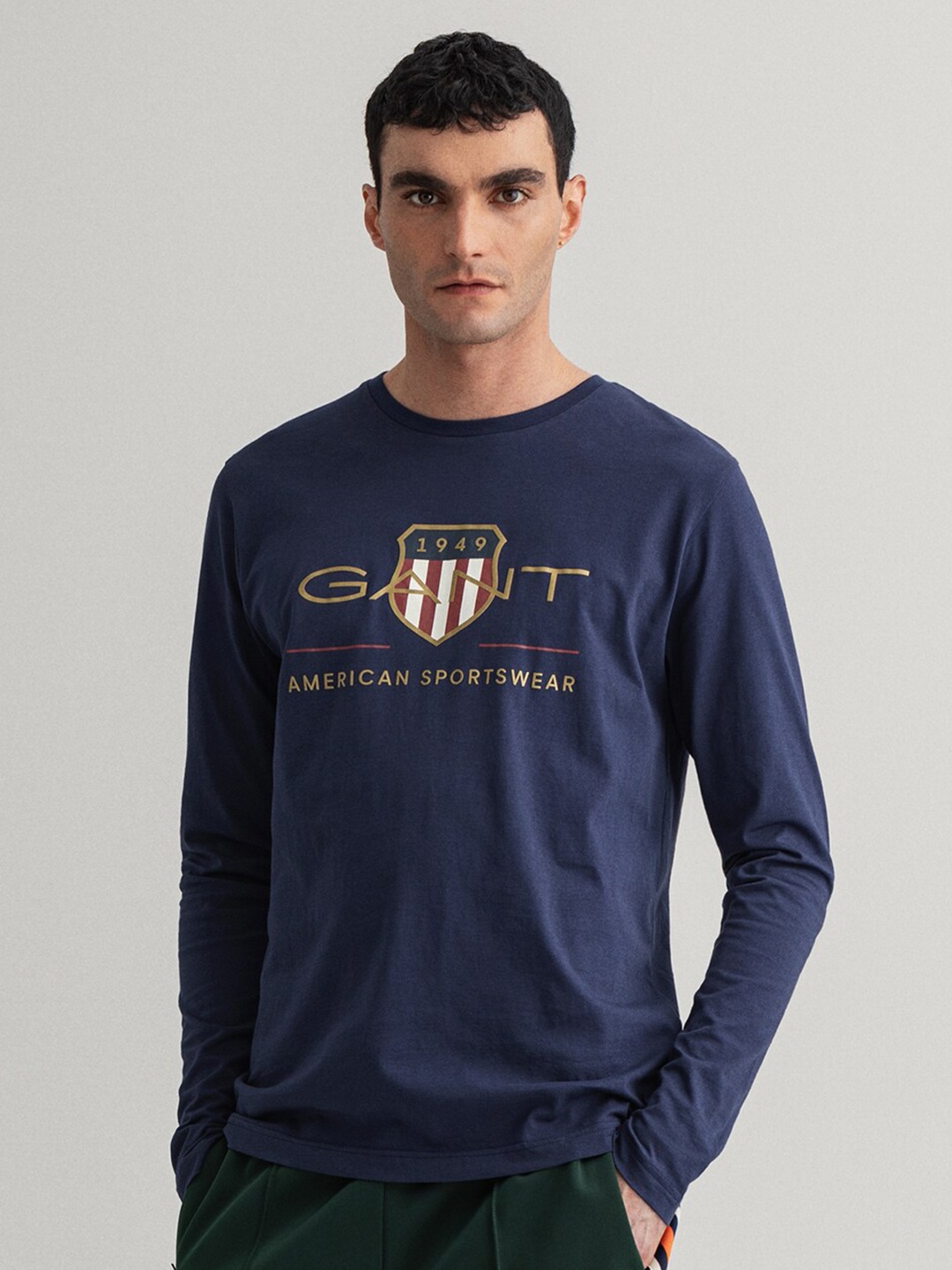 

GANT Men Blue Typography Printed Slim Fit T-shirt