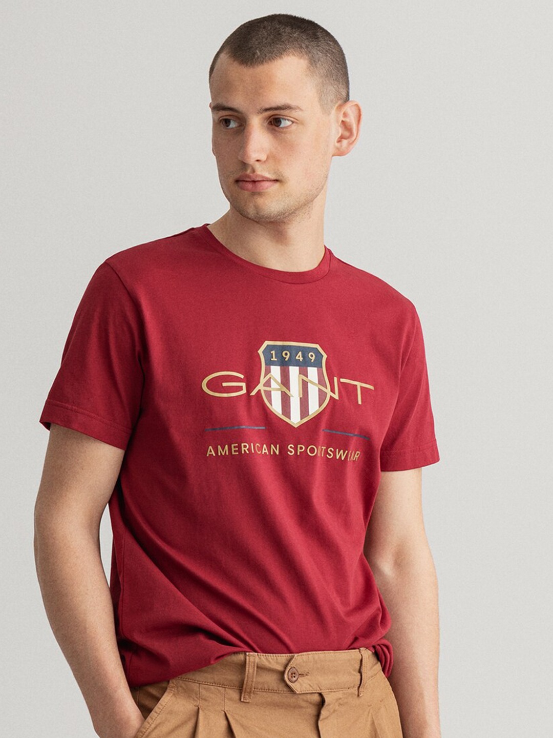 

GANT Men Maroon Typography Printed Slim Fit T-shirt