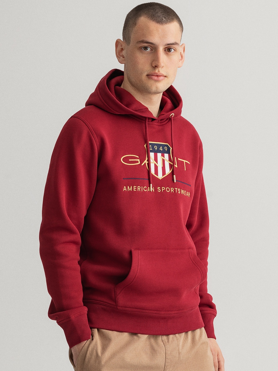 

GANT Men Maroon Printed Hooded Sweatshirt