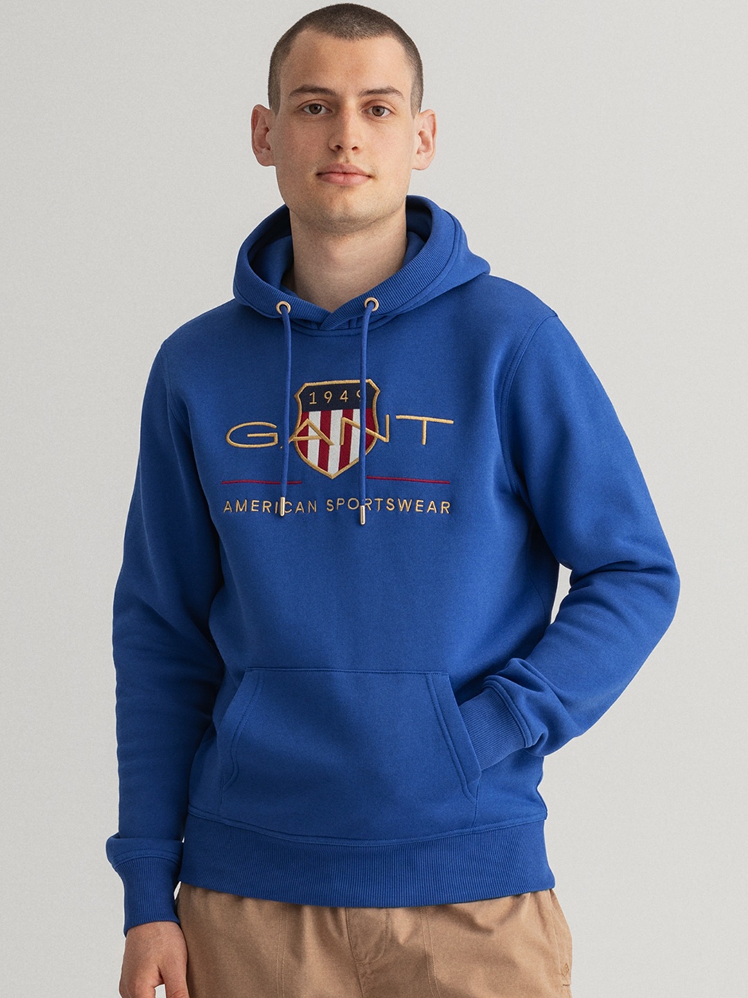 

GANT Men Blue Printed Hooded Sweatshirt