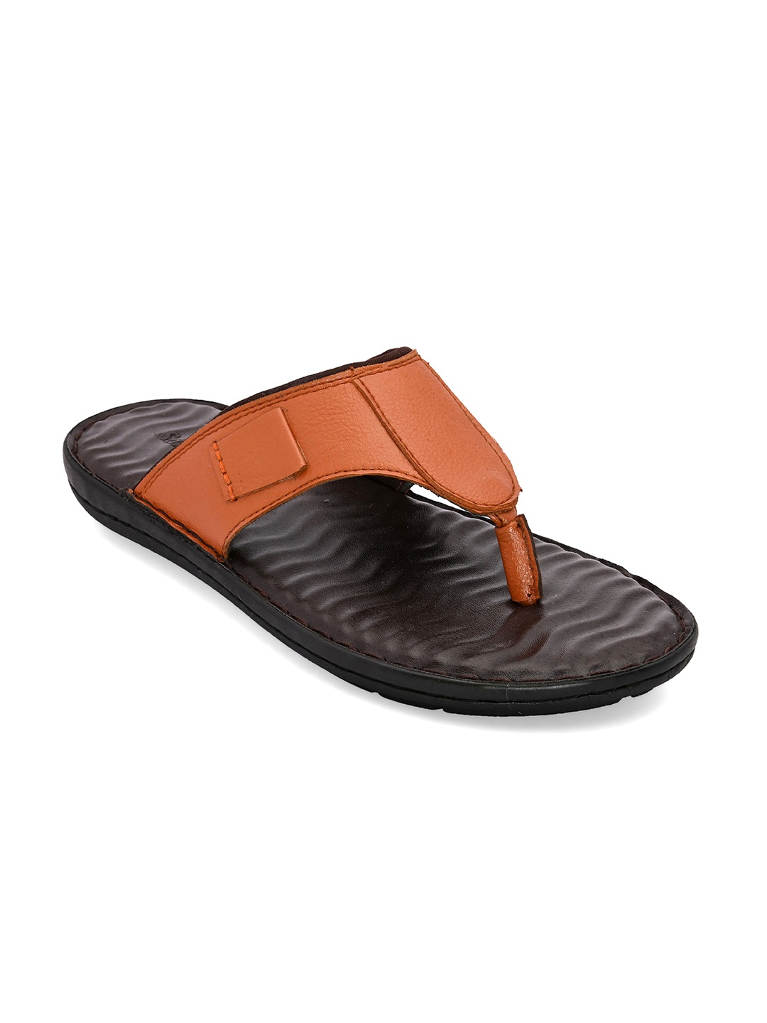 

San Frissco Men Tan & Black Slip-On Sandals