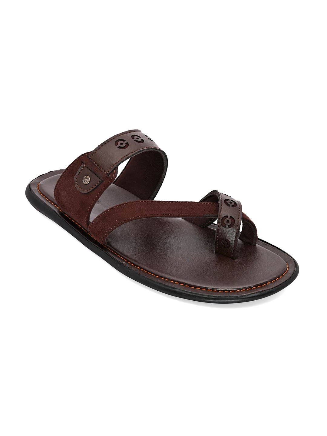 

San Frissco Men Brown Leather Comfort Sandals