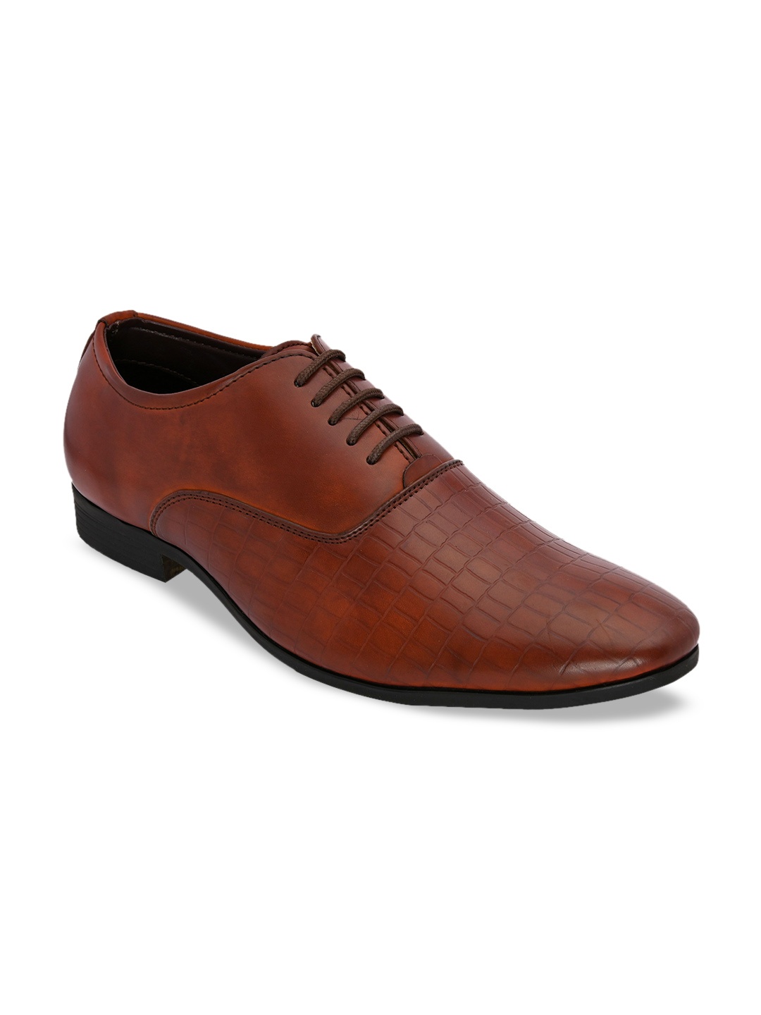 

San Frissco Men Brown Textured Formal Oxfords