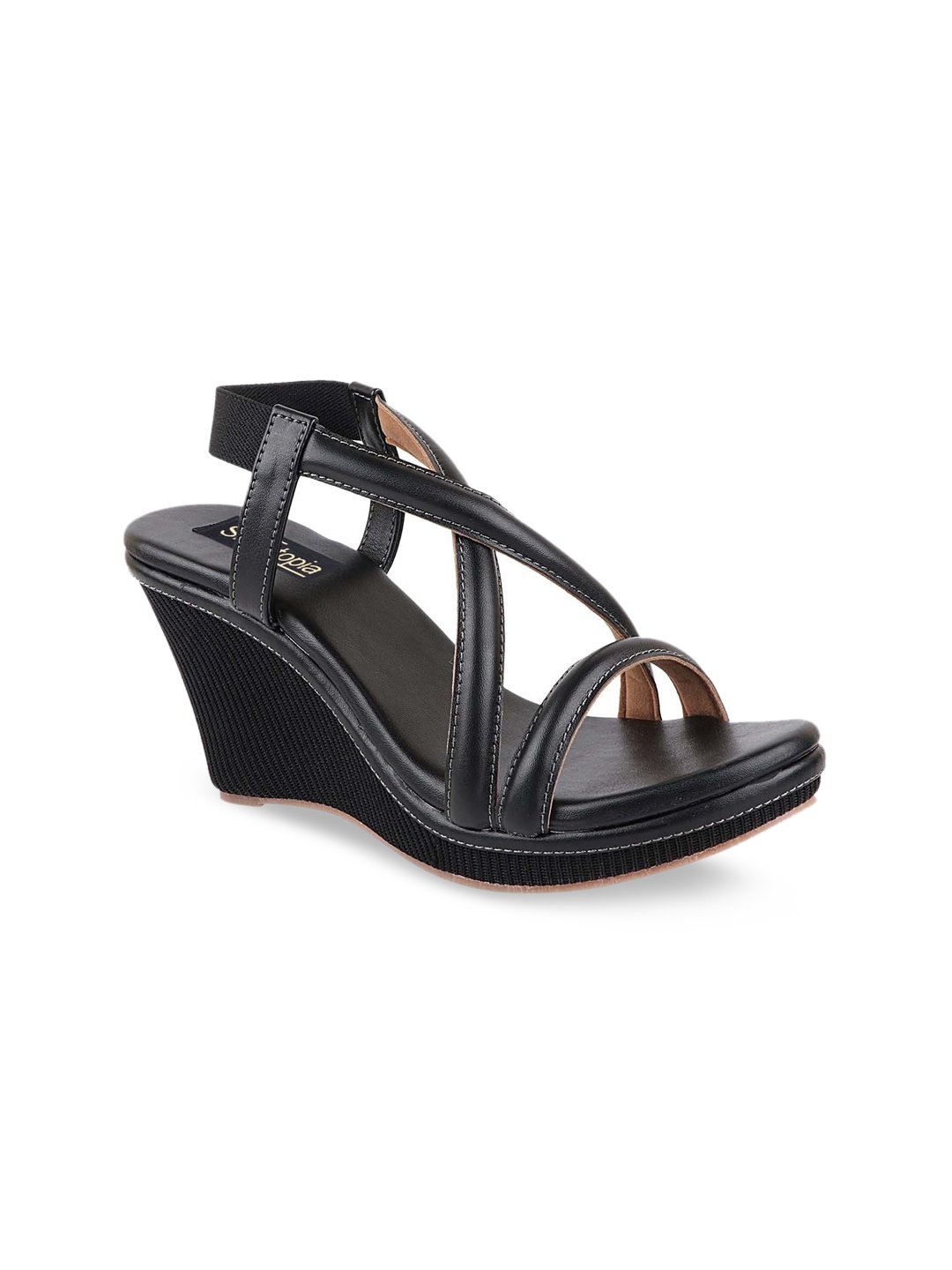 

Shoetopia Black Wedge Sandals