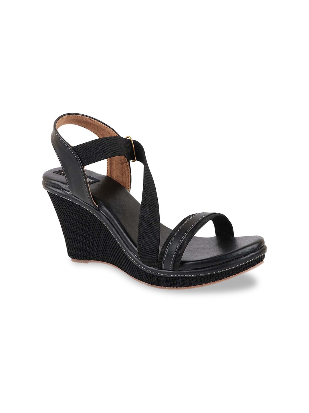 

Shoetopia Black Wedge Peep Toes