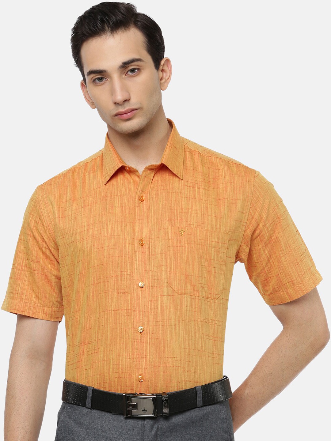 

Ramraj Men Orange Slim Fit Opaque Formal Shirt
