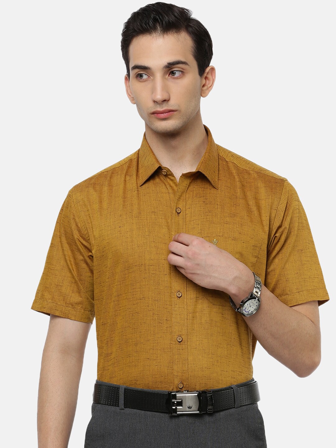 

Ramraj Men Orange Slim Fit Opaque Formal Shirt