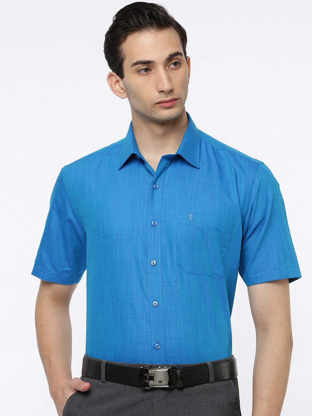 

Ramraj Men Blue Slim Fit Opaque Formal Shirt
