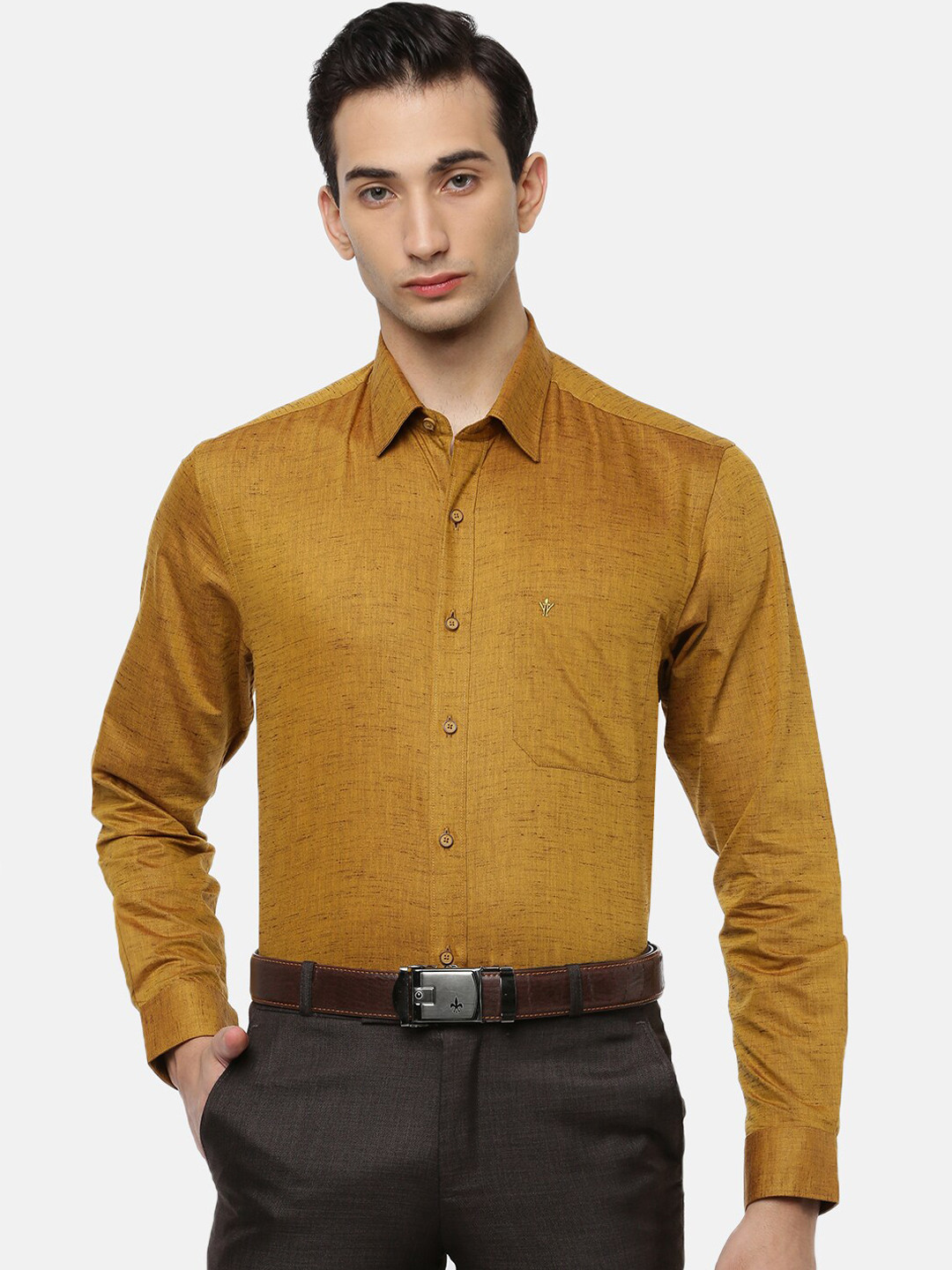 

Ramraj Men Orange Slim Fit Opaque Formal Shirt