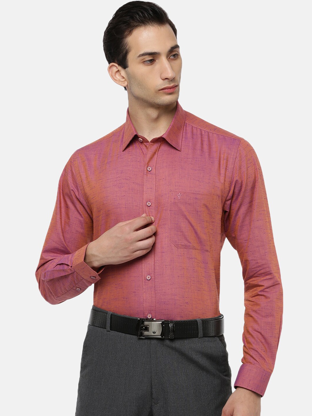 

Ramraj Men Pink Slim Fit Opaque Formal Shirt