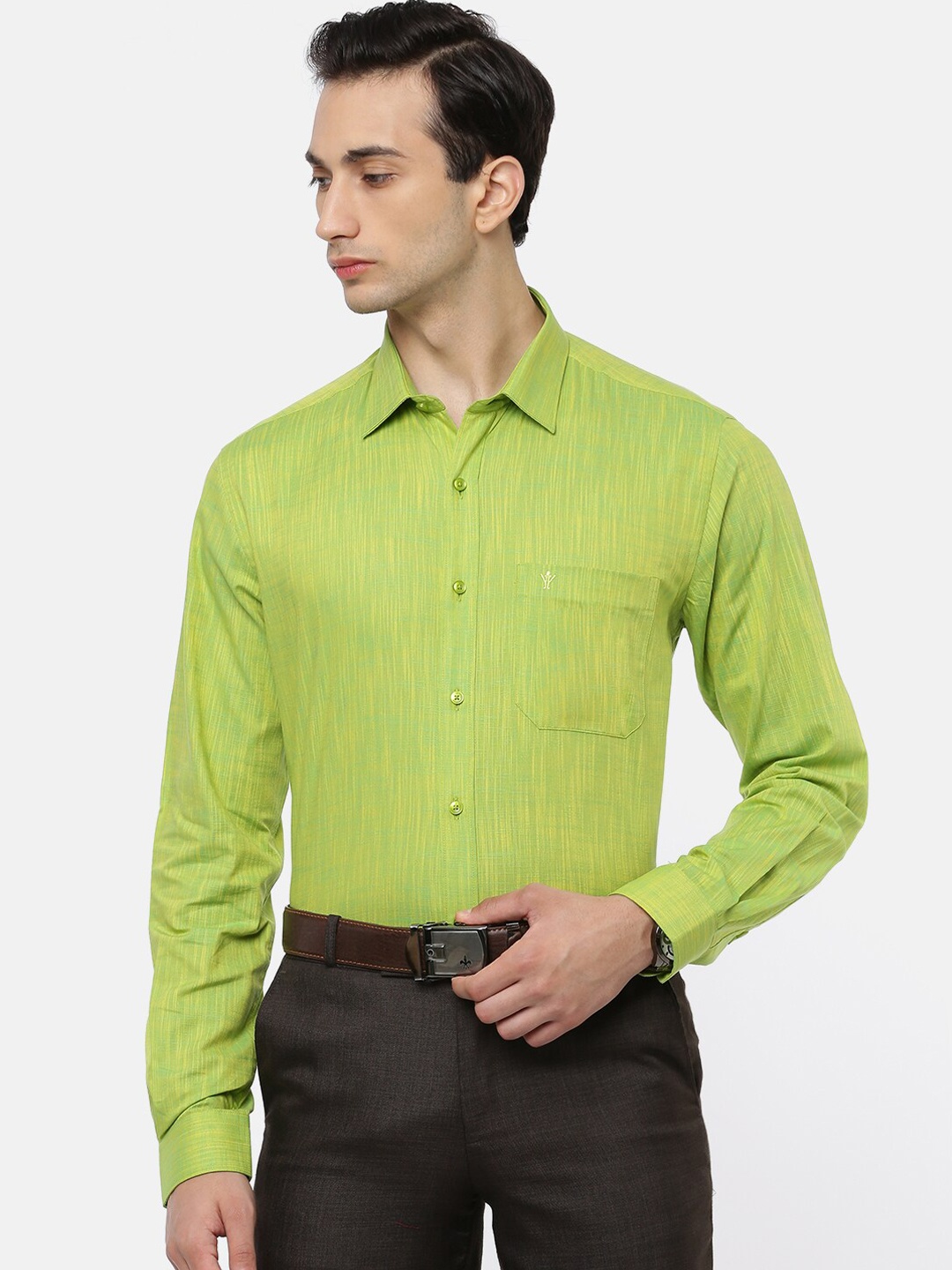 

Ramraj Men Green Slim Fit Opaque Formal Shirt