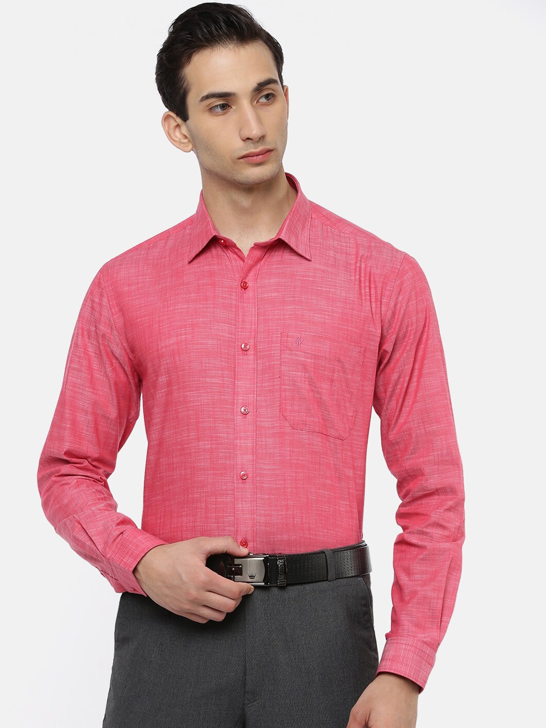 

Ramraj Men Red Slim Fit Opaque Formal Shirt