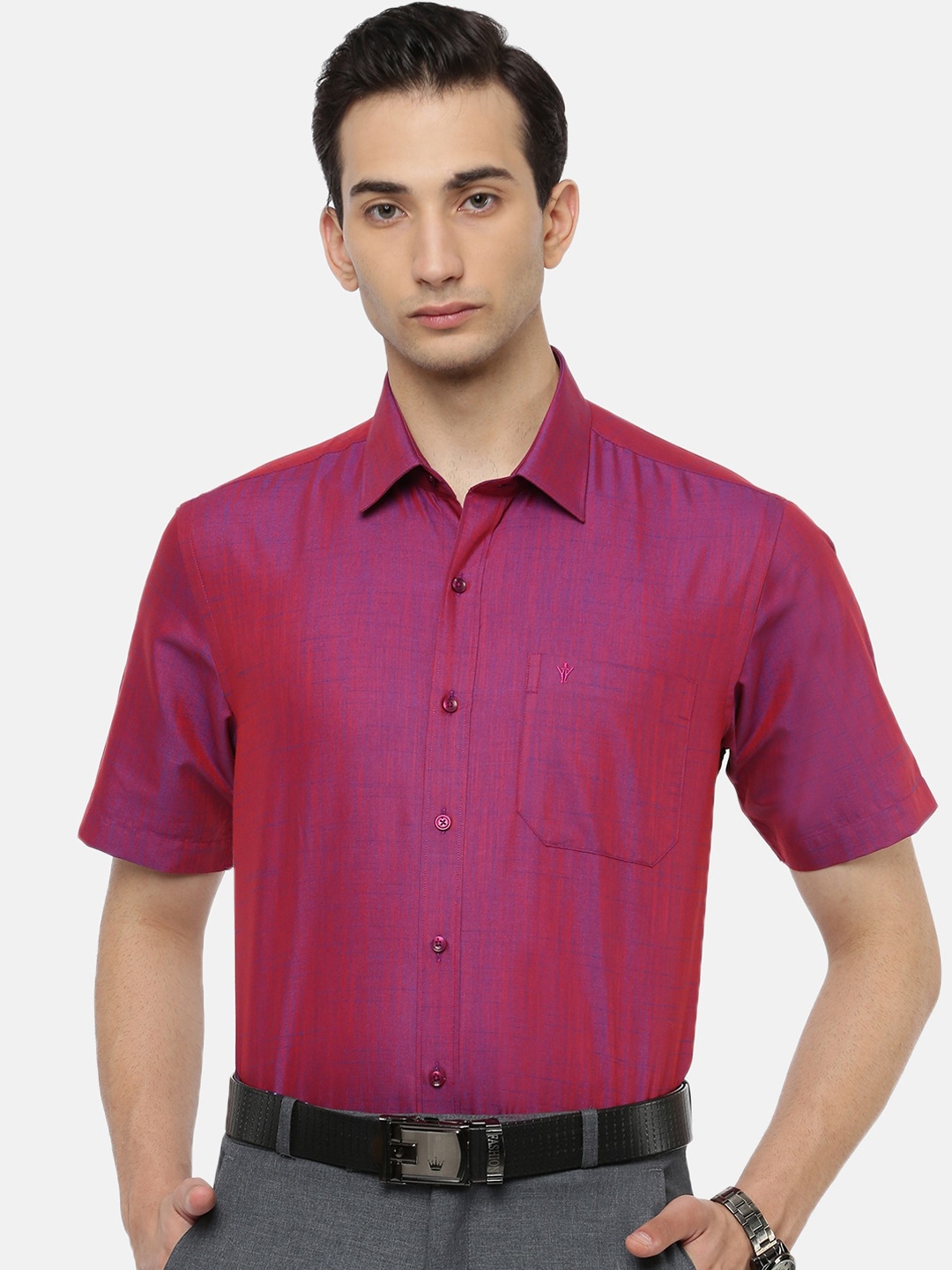 

Ramraj Men Pink Slim Fit Opaque Formal Shirt