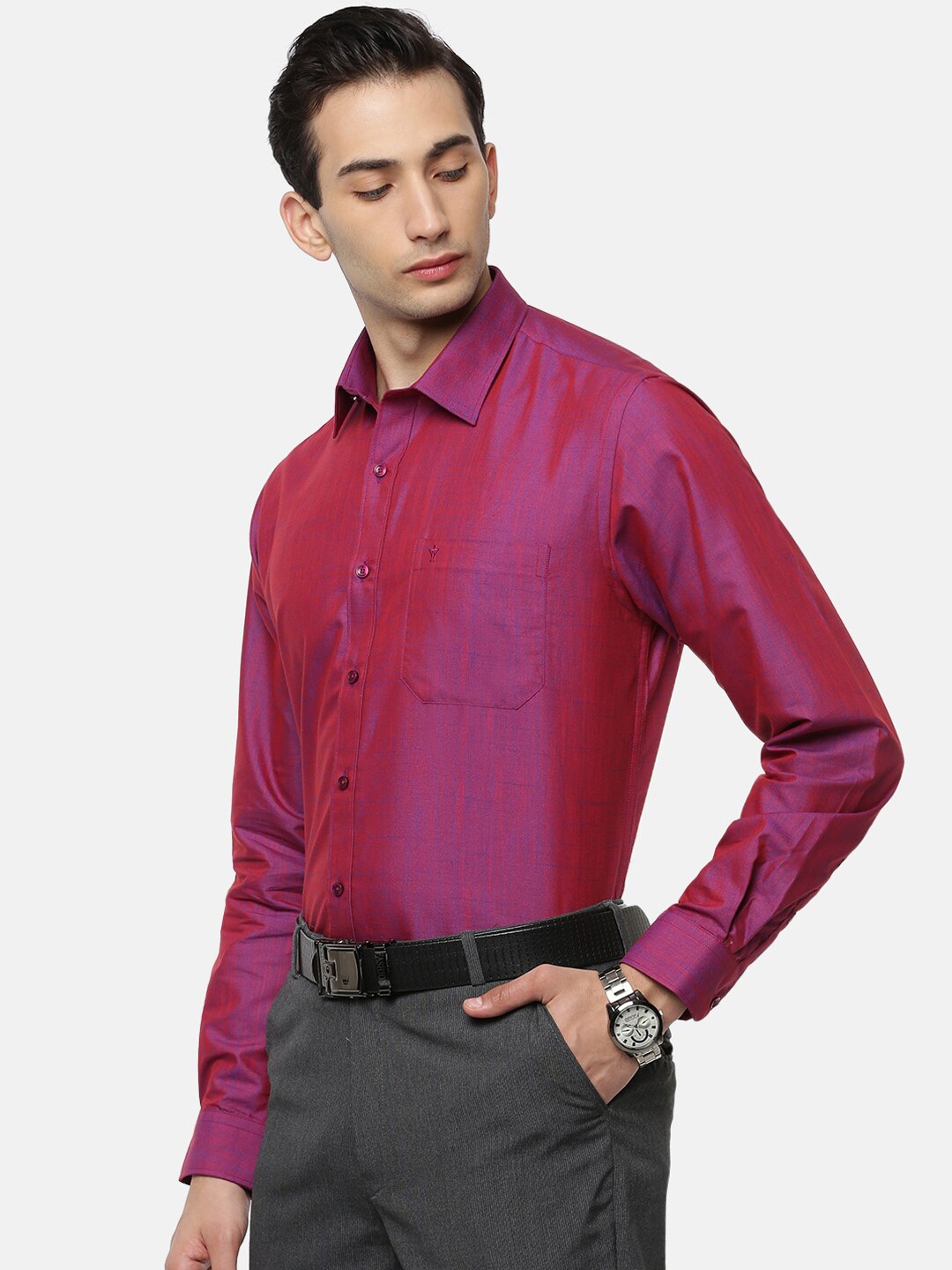 

Ramraj Men Pink Slim Fit Opaque Formal Shirt