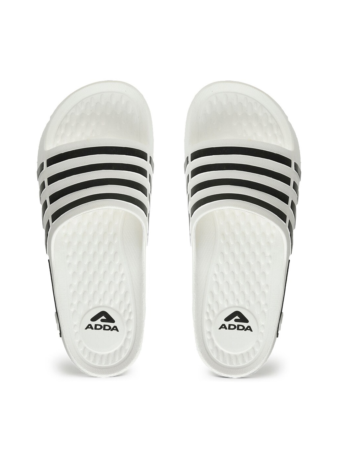 

Adda Men White & Black Striped Sliders