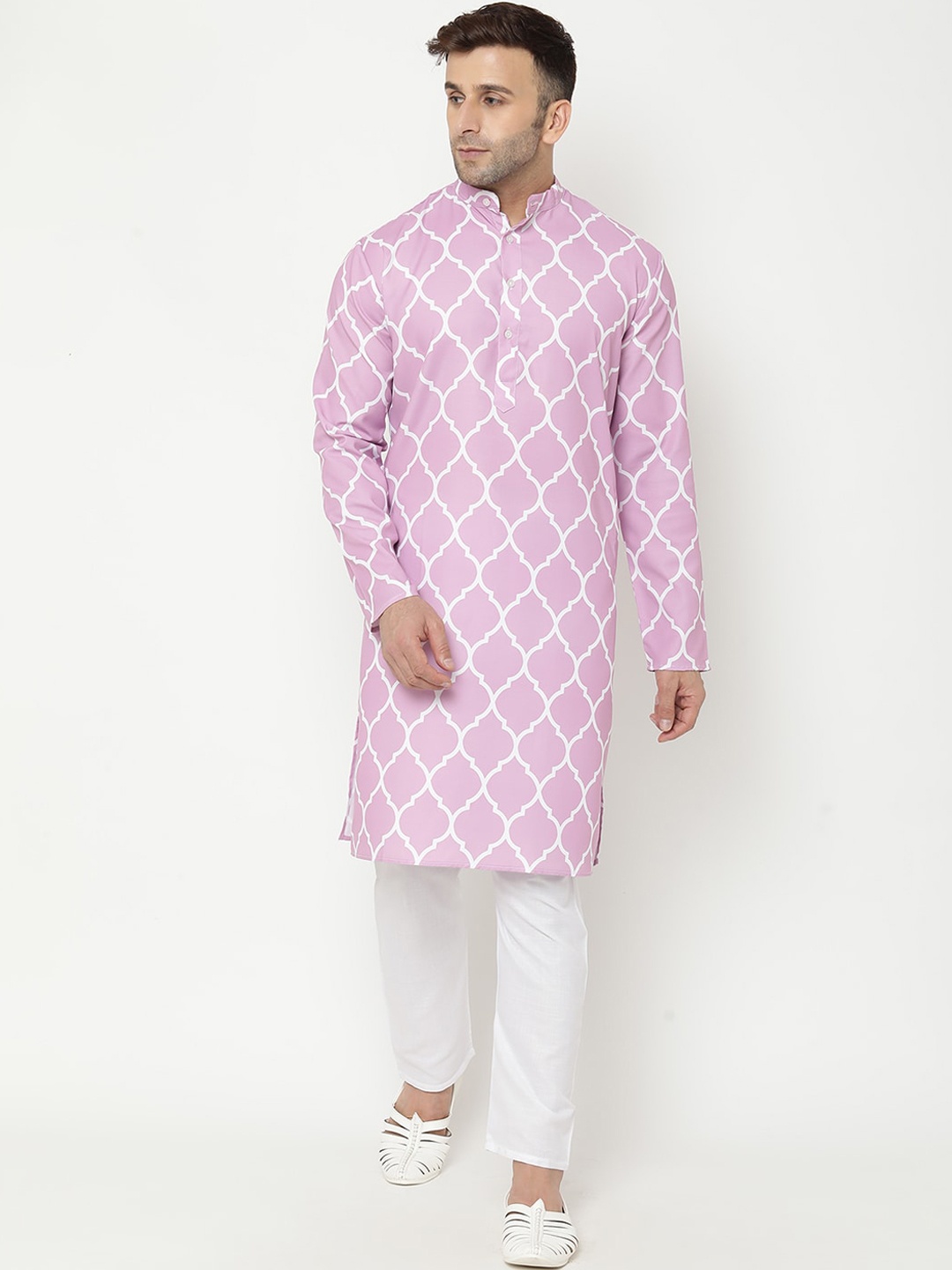 

Hangup Men Pink Ethnic Motifs Printed Kurta