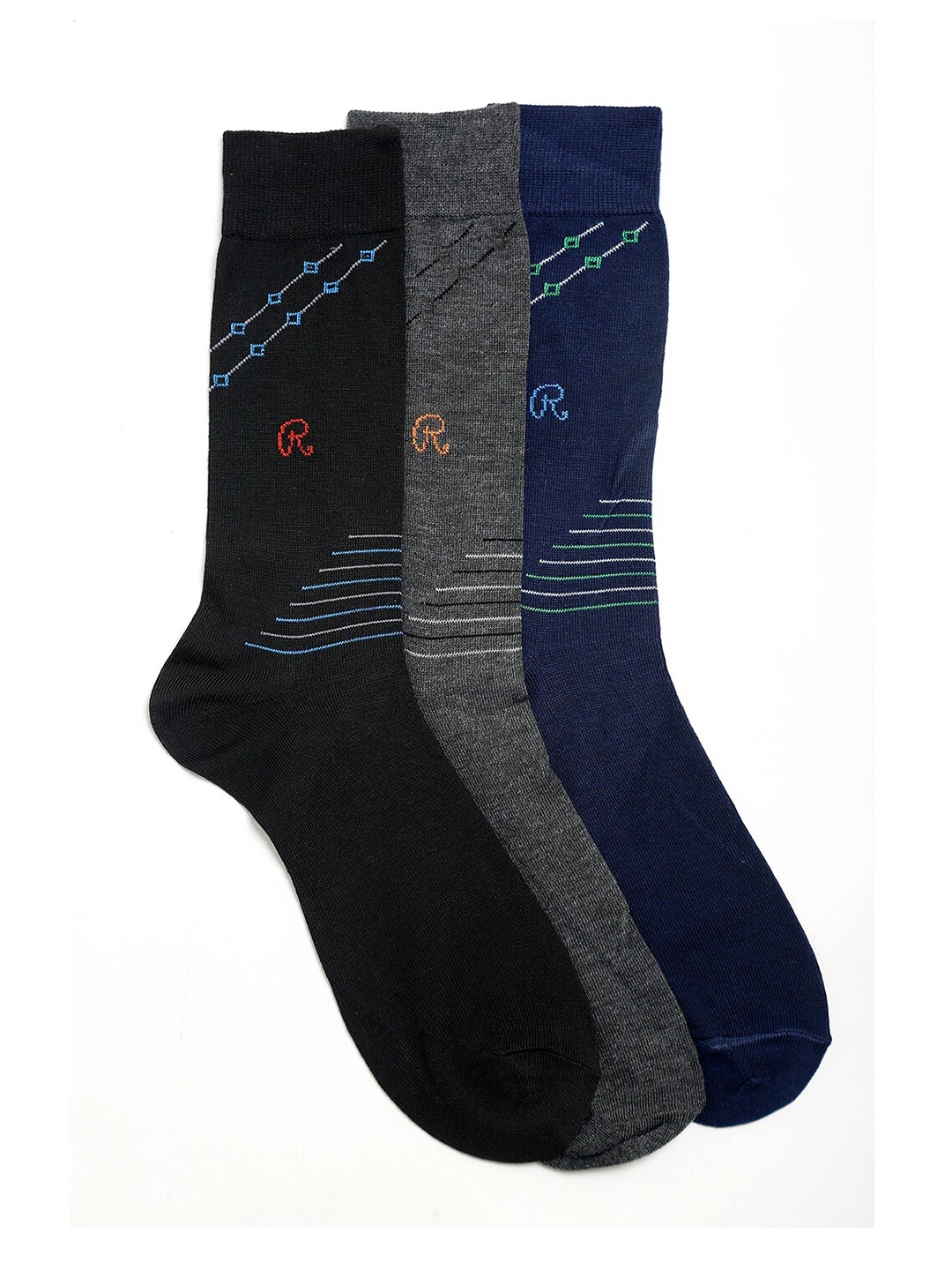 

Alvaro Castagnino Men Pack Of 3 Assorted Above Ankle Length Socks
