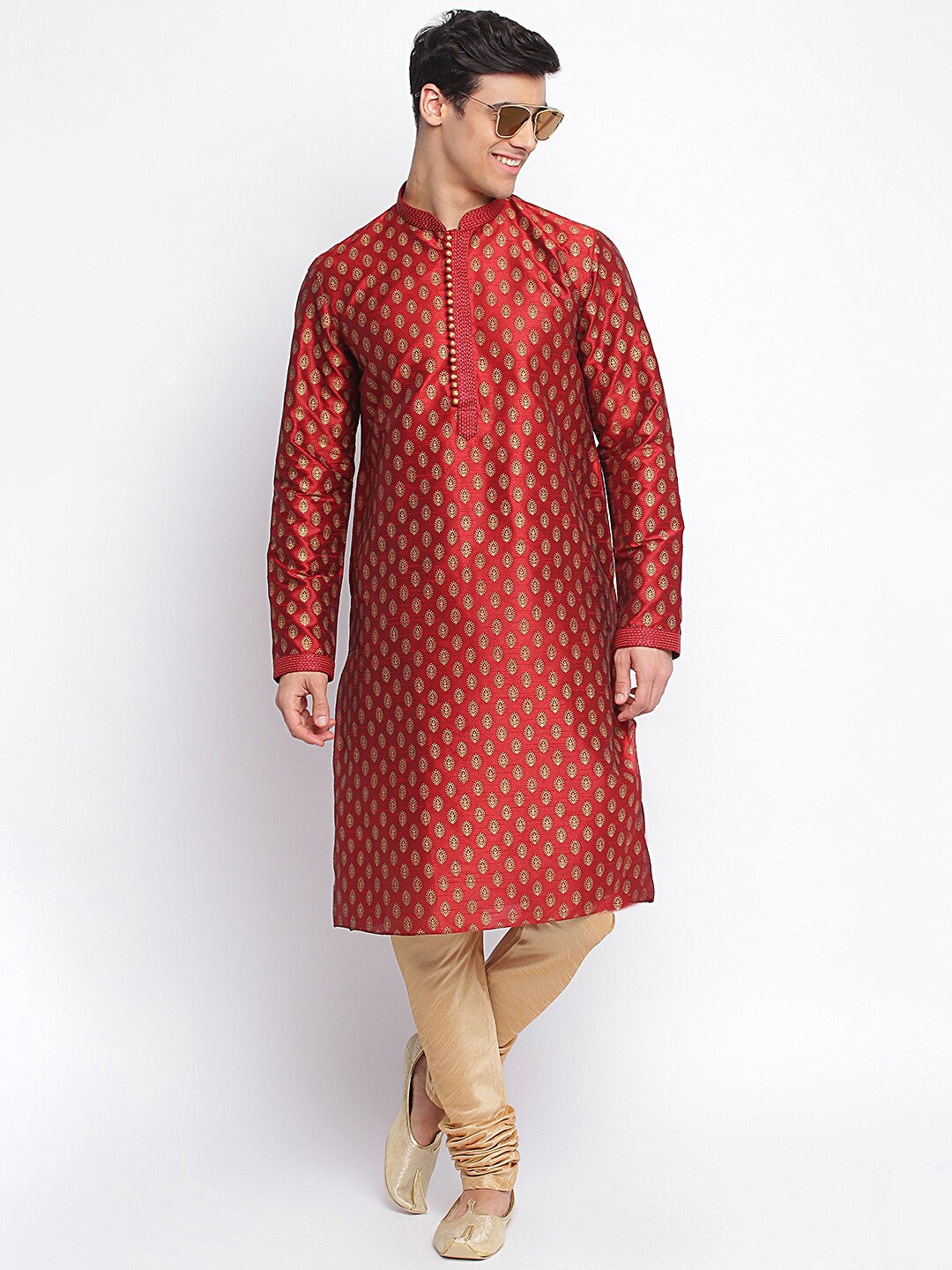 

Sanwara Men Maroon Regular Kurta with Pyjamas