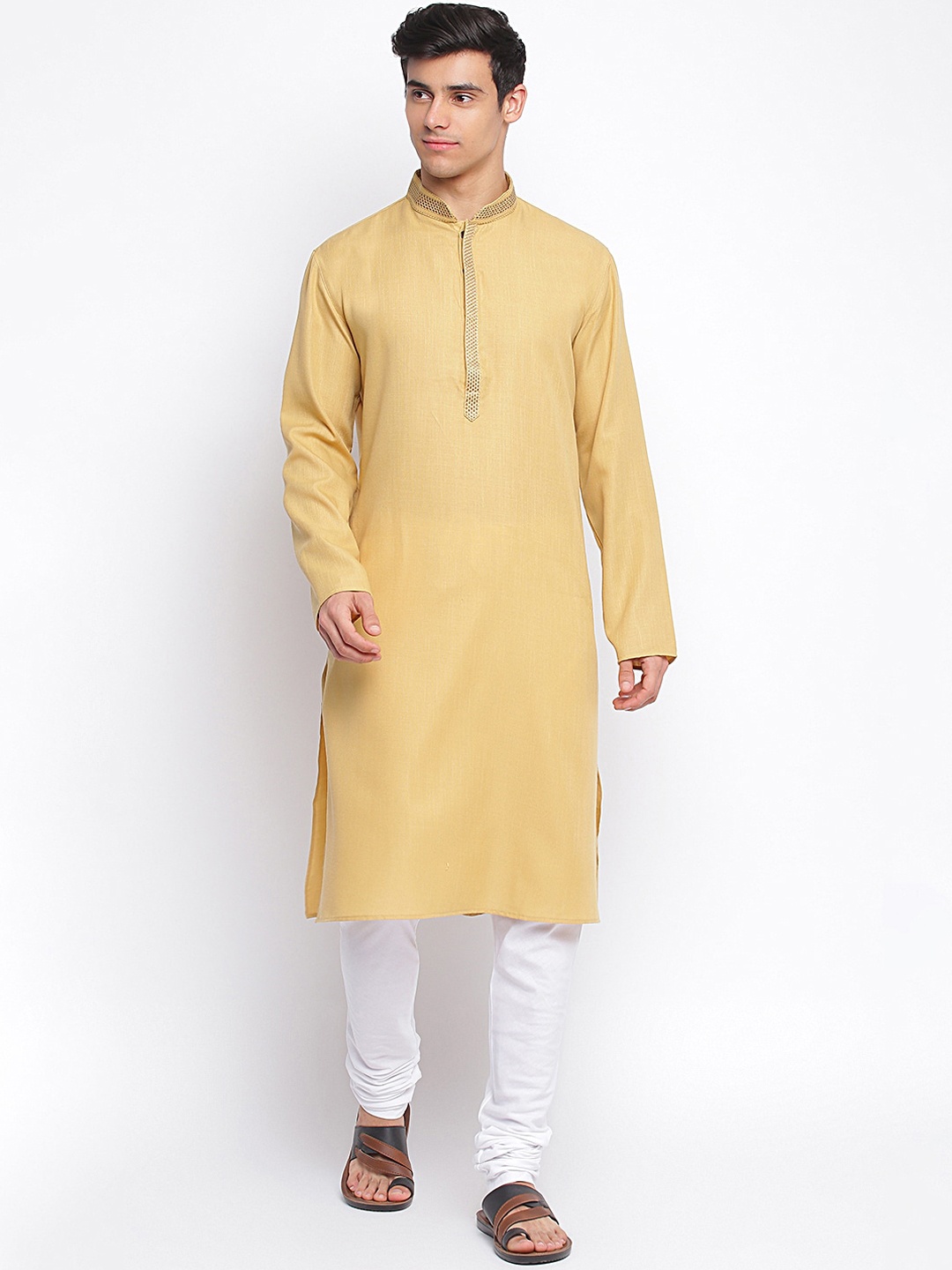 

Sanwara Men Yellow Regular Kurta with Churidar