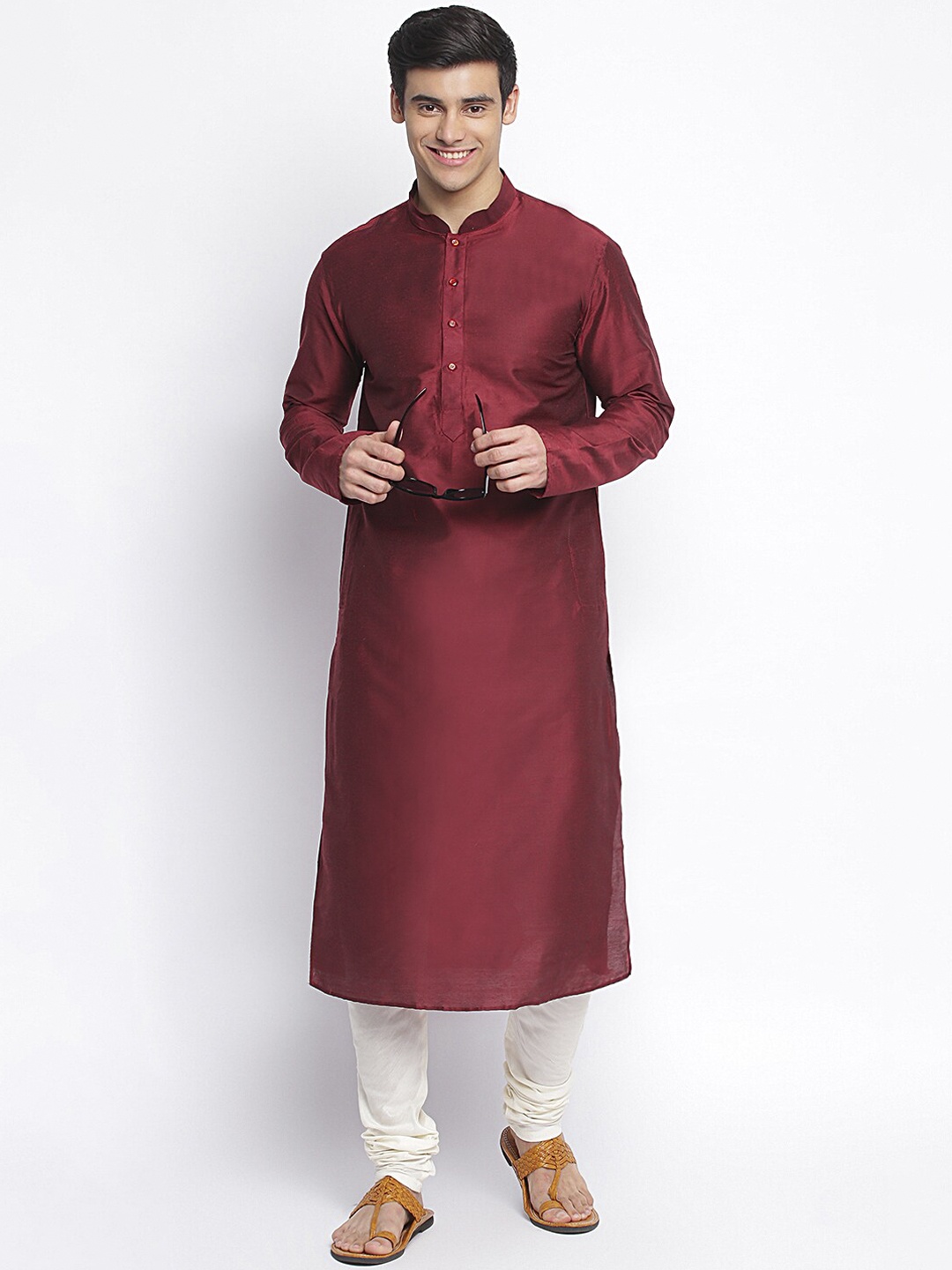 

Sanwara Men Maroon Regular Kurta with Pyjamas