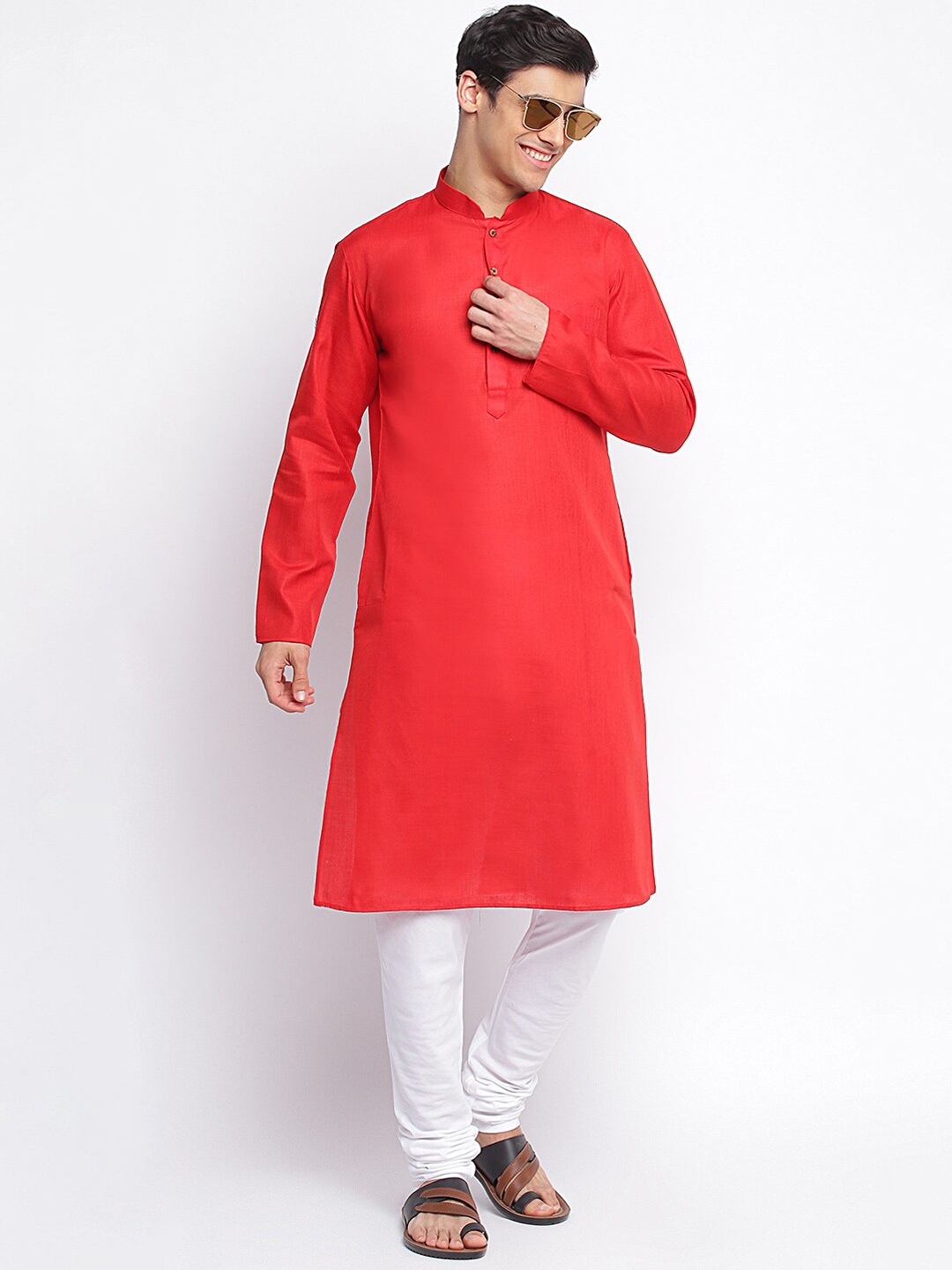 

Sanwara Men Red Regular Kurta with Pyjamas