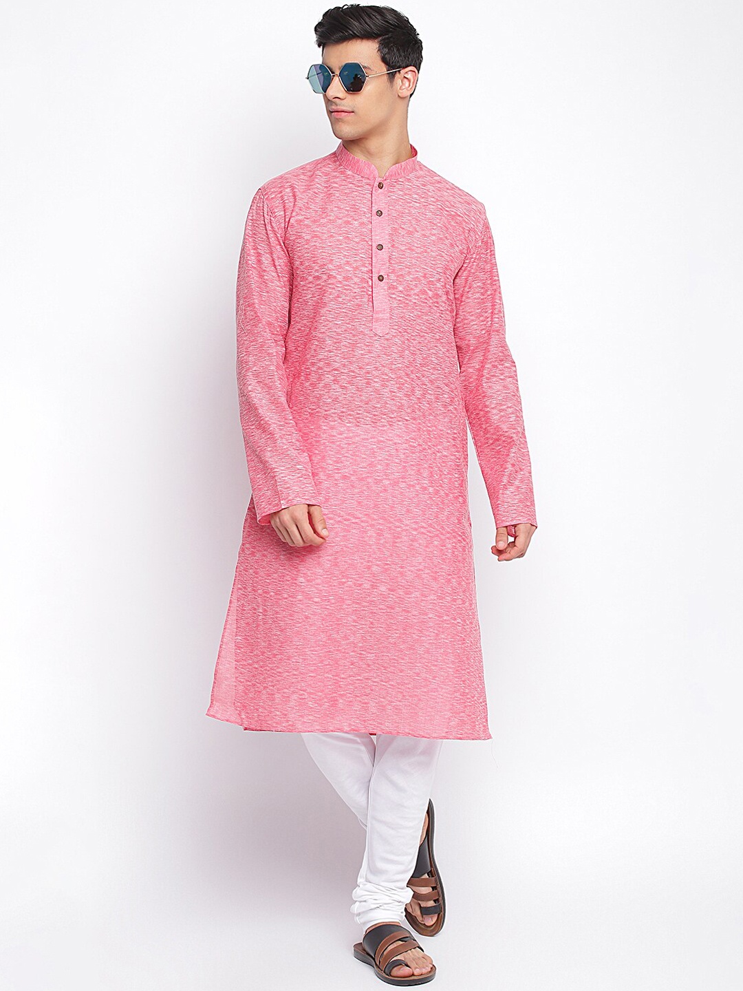 

Sanwara Men Pink Regular Kurta with Pyjamas