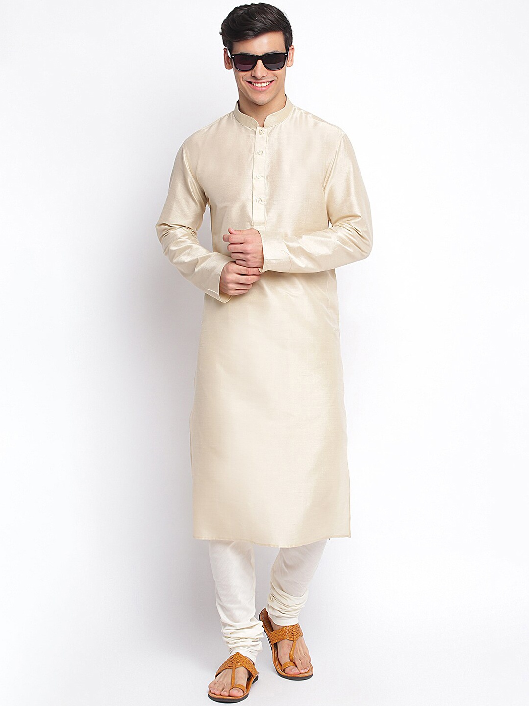 

Sanwara Men Beige Solid Kurta with Pyjamas