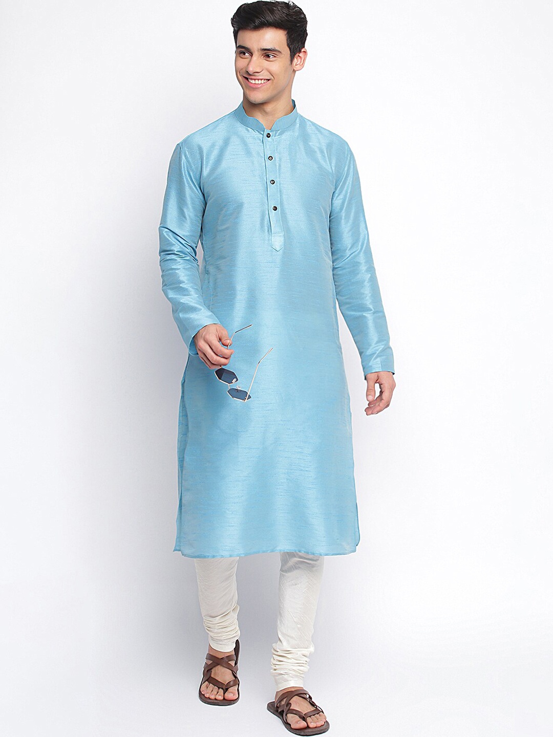 

Sanwara Men Blue Regular Kurta with Churidar