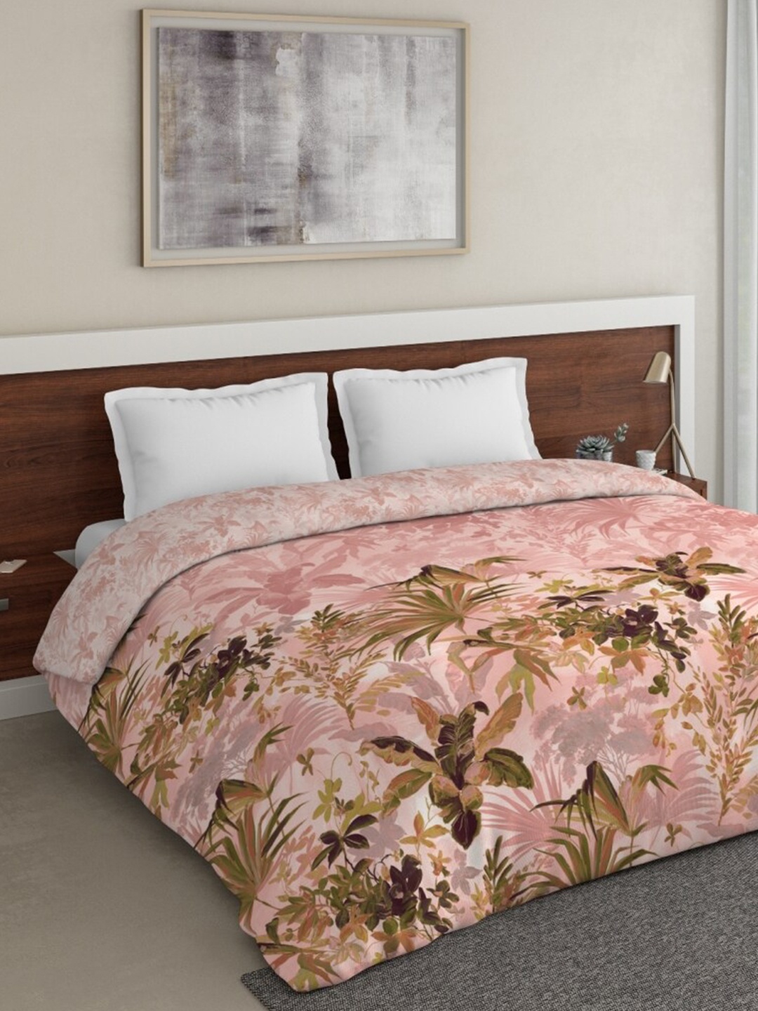 

DDecor Pink & Green Floral Printed Mild Winter 210 GSM Double Bed Comforter