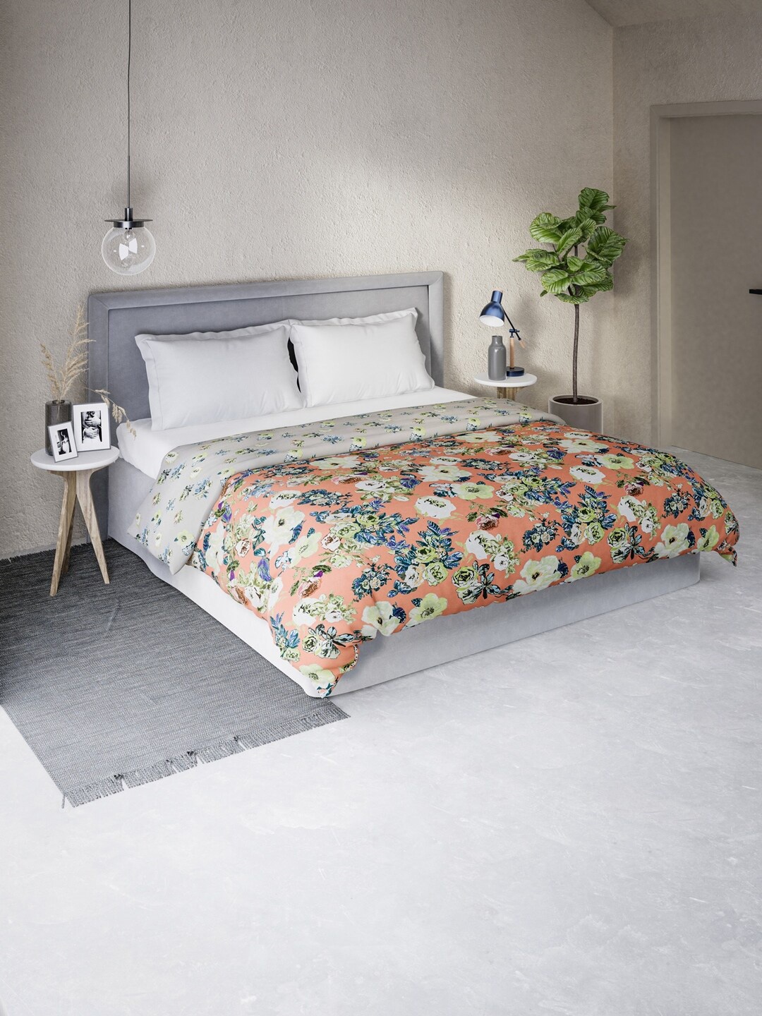 

DDecor Orange & Grey Floral Printed Mild Winter 210 GSM Double Bed Comforter