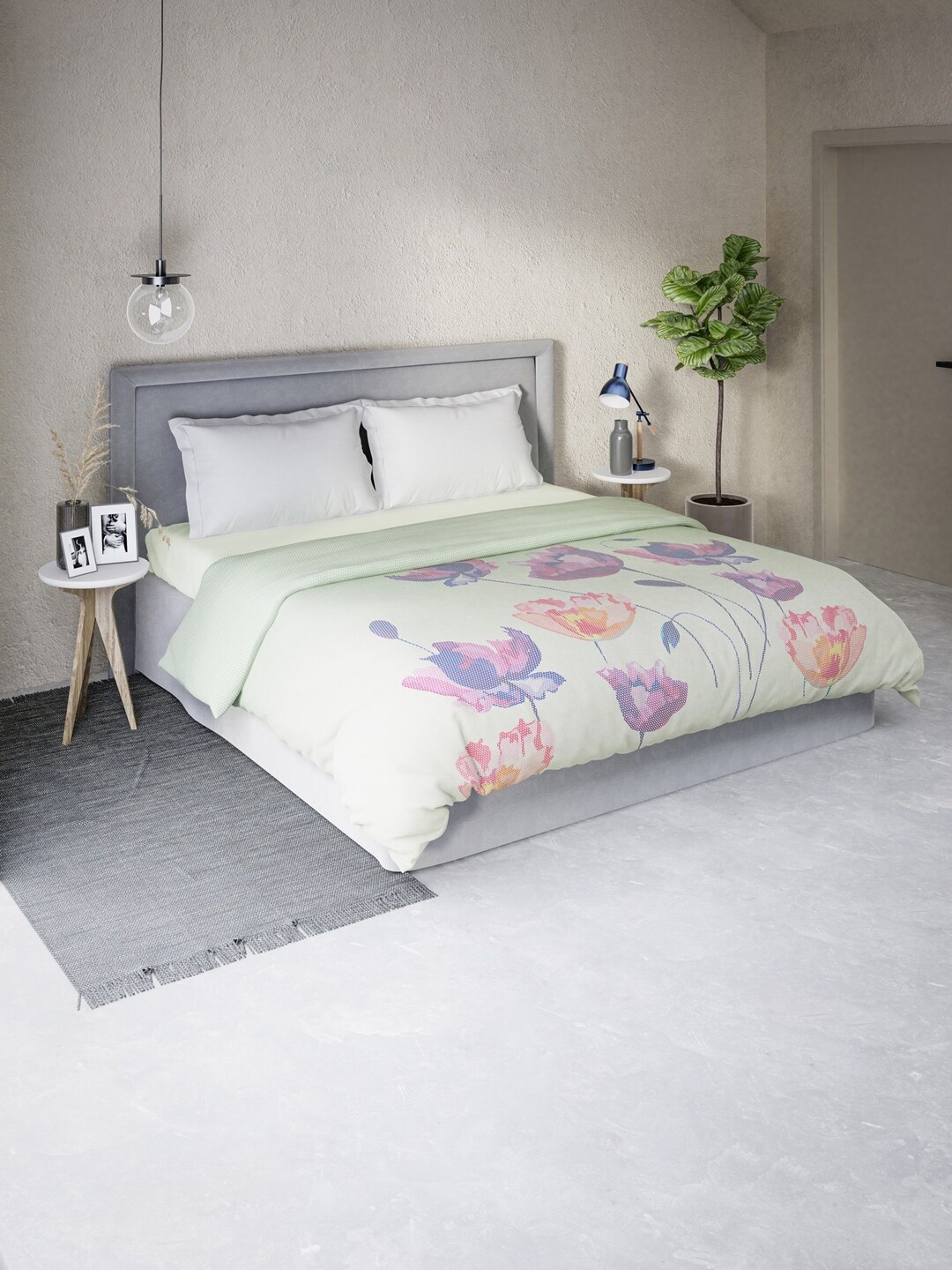 

DDecor Green & Purple Floral Printed Mild Winter 210 GSM Double Bed Comforter