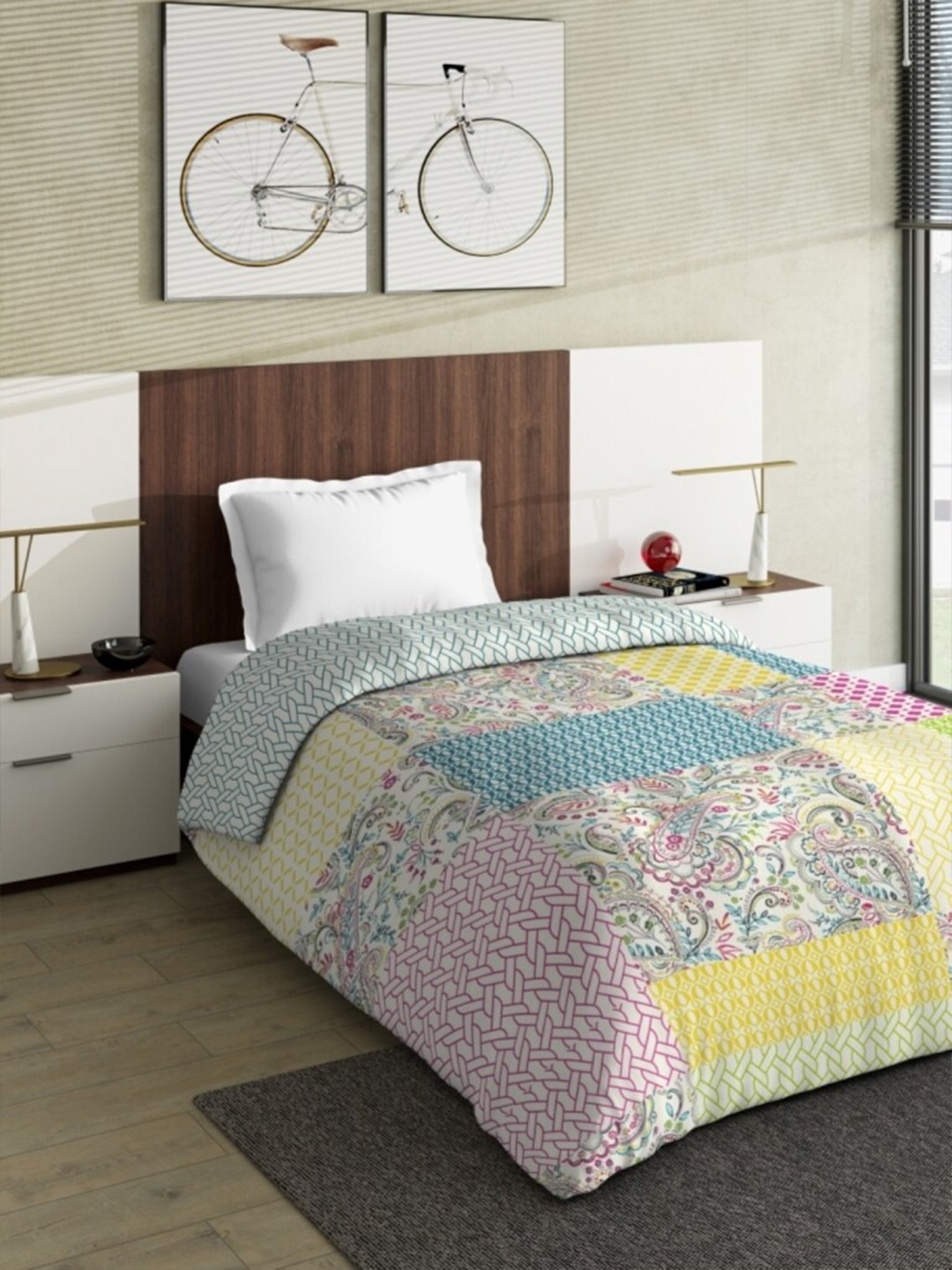 

DDecor Pink & Yellow Geometric Printed Mild Winter 210 GSM Single Bed Comforter