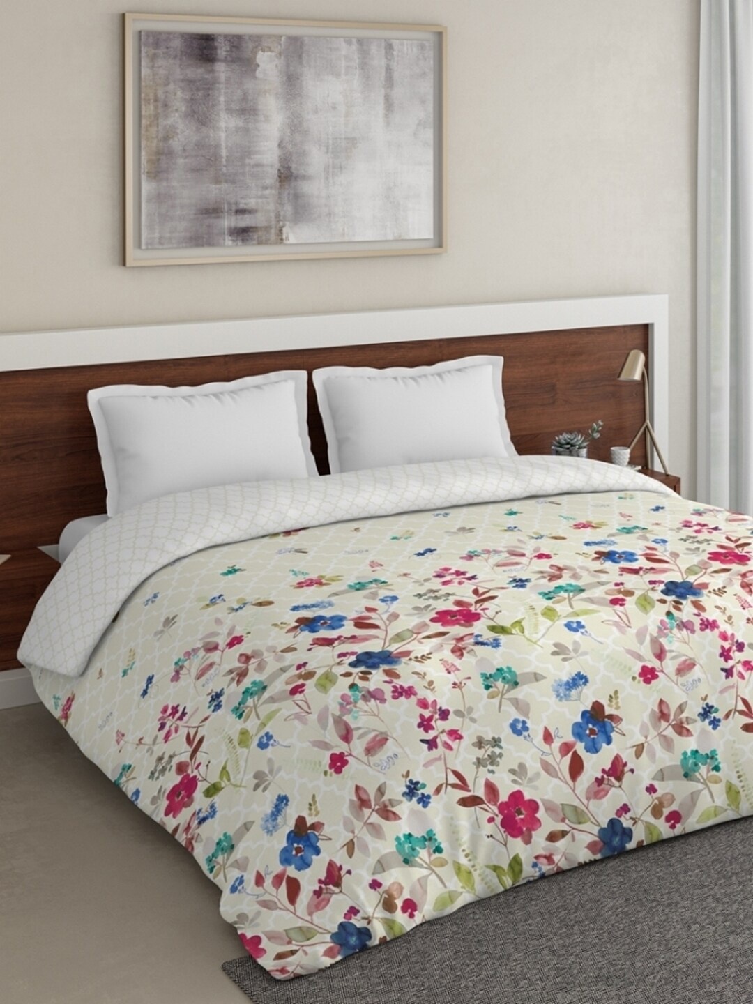 

DDecor Yellow & Fuchsia Floral Printed Mild Winter 210 GSM Double Bed Comforter