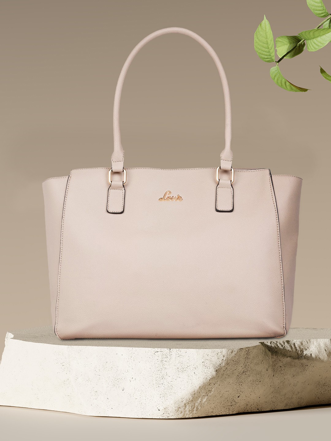

Lavie Women Kalon Beige Structured Large Tote Bag
