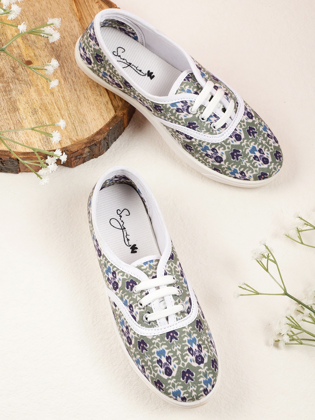 

Sangria Women Green & Navy Blue Printed Sneakers