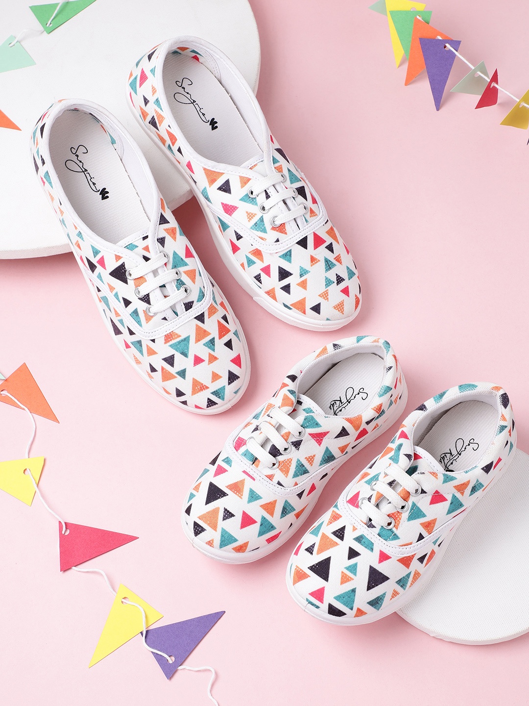 

Sangria Girls Multicoloured Geometric Print Sneakers, Multi