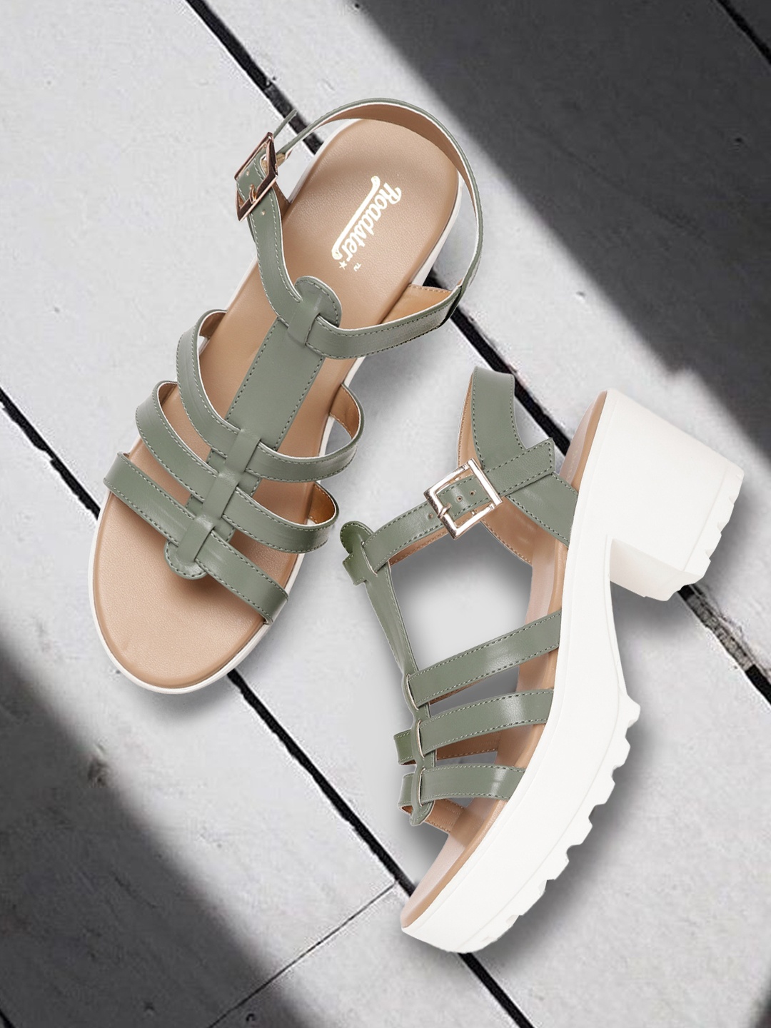 

Roadster Women Olive Green Solid Gladiators Heels