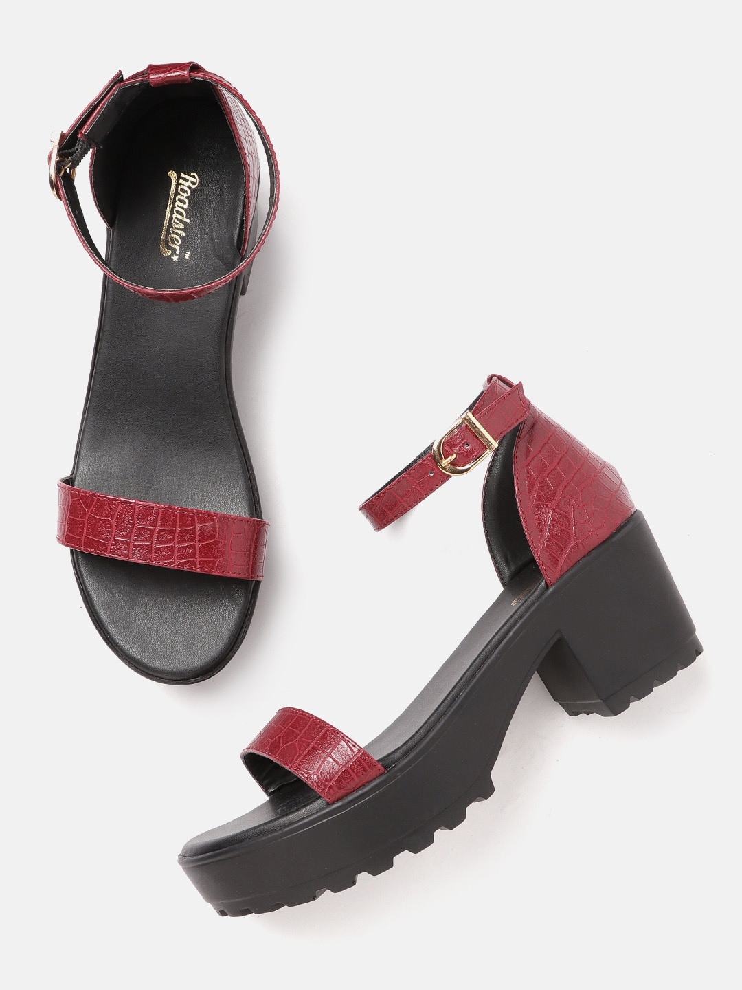 

Roadster Red Textured PU Block Heels
