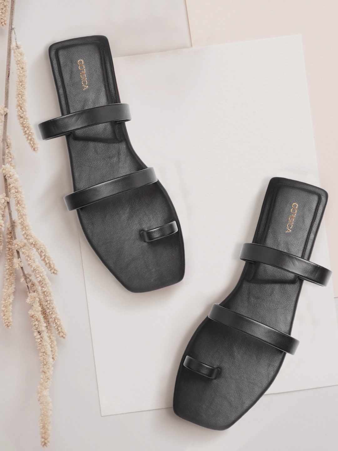 

CORSICA Women Black Solid Strappy One Toe Flats