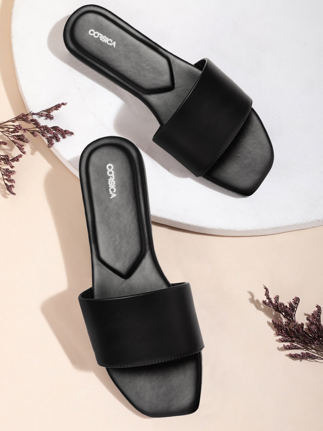 

CORSICA Women Black Solid Open Toe Flats