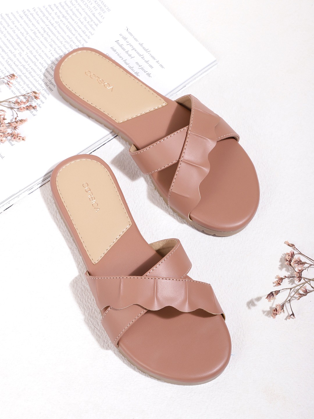 

CORSICA Women Dusty Rose Solid Open Toe Flats