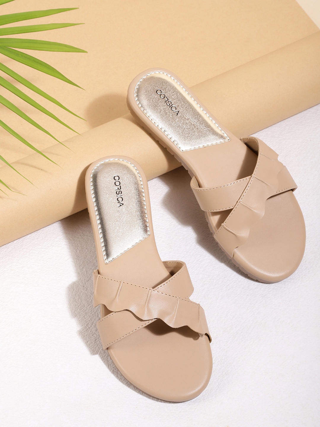 

CORSICA Women Nude-Coloured Solid Open Toe Flats