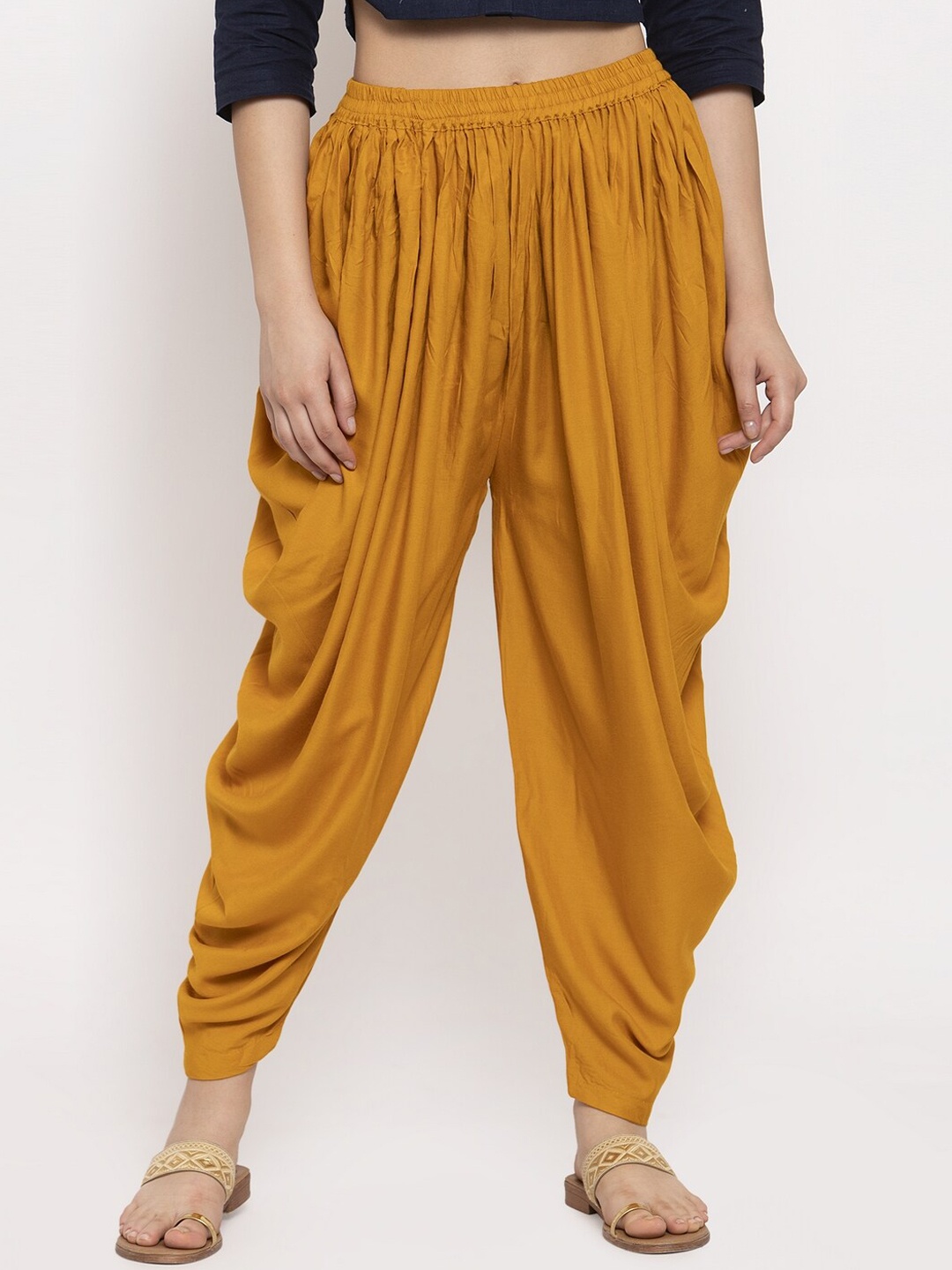 

Clora Creation Women Mustard Yellow Solid Dhoti Salwar