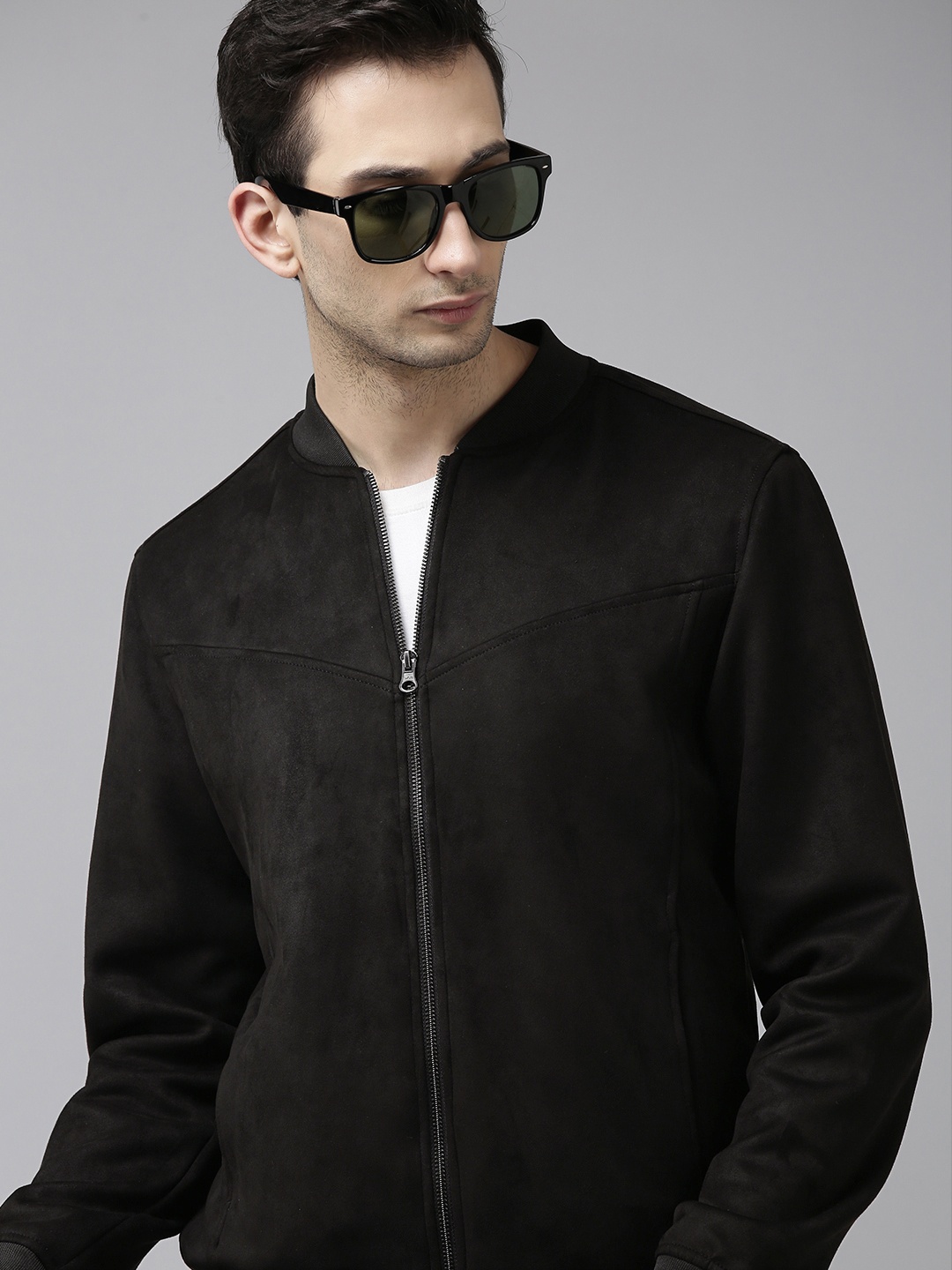 

U S Polo Assn Men Black Suede Bomber Jacket