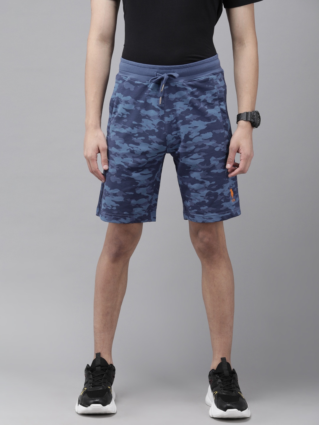 

U S Polo Assn Men Blue Camouflage Printed Regular Shorts